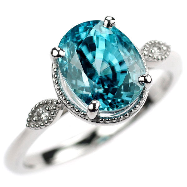 新品 Pt950 カンボジア産ラタナキリブルージルコン ダイヤモンド リング 5.00ct D0.02ct【エスコレ】