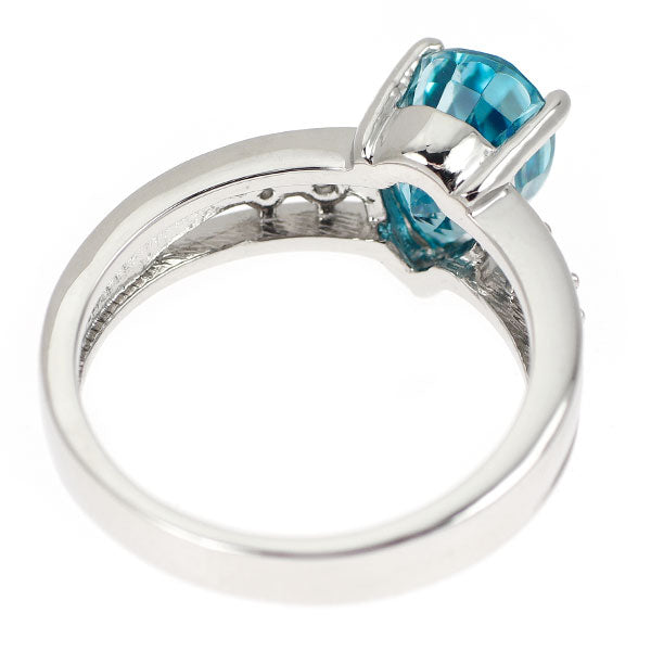 新品 Pt950 カンボジア産 ラタナキリブルージルコン ダイヤモンド リング 3.55ct D0.11ct【エスコレ】