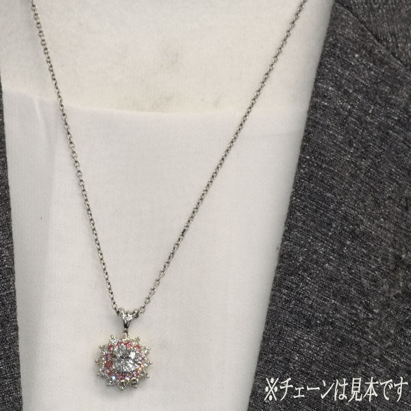 フランダースダイヤモンド正規品 Pt900 フランダースカットダイヤモンド 天然ピンク ペンダントトップ 1.043ct G VS2 D1.24ct