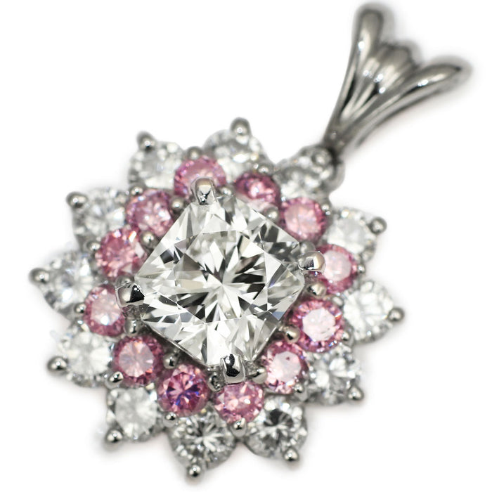 フランダースダイヤモンド正規品 Pt900 フランダースカットダイヤモンド 天然ピンク ペンダントトップ 1.043ct G VS2 D1.24ct