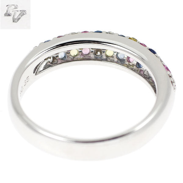 ポンテヴェキオ K18WG サファイア ダイヤモンド リング 0.35ct D0.10ct ピッコリーニ パヴェ