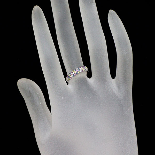 ポンテヴェキオ K18WG サファイア ダイヤモンド リング 0.35ct D0.10ct ピッコリーニ パヴェ