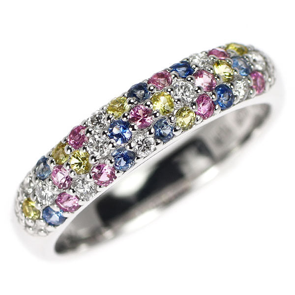 ポンテヴェキオ K18WG サファイア ダイヤモンド リング 0.35ct D0.10ct ピッコリーニ パヴェ