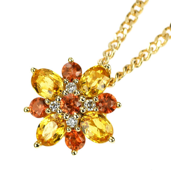 K18YG カラーサファイア ダイヤモンド ペンダントネックレス 0.94ct D0.03ct