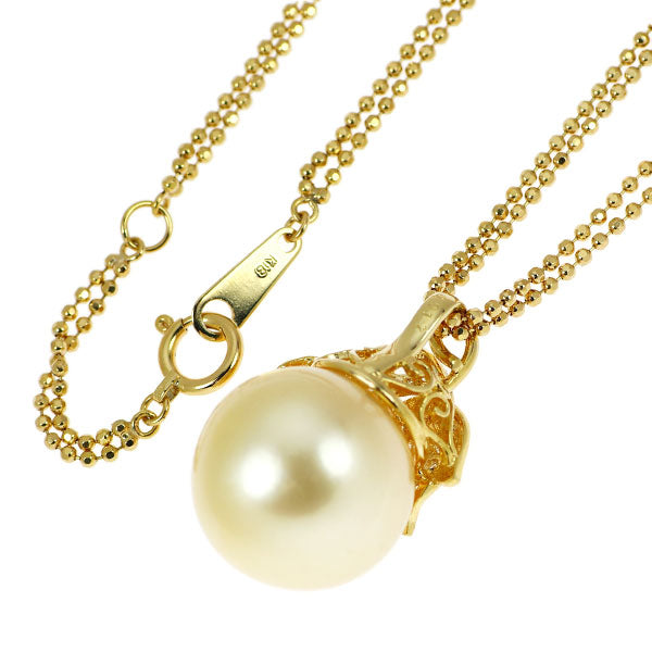 K18YG ゴールデンパール ダイヤモンド ペンダントネックレス 径約14.7mm D0.17ct
