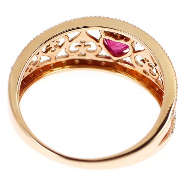 K18PG ルビー ダイヤモンド リング 0.52ct D0.20ct ハート