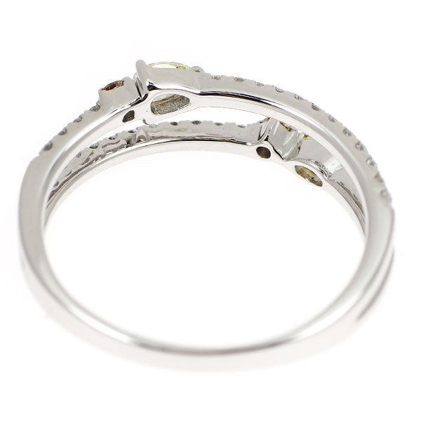 K18WG ファンシーカット イエローダイヤモンド ブラウン/カラーレス ダイヤモンド リング 0.36ct D0.25ct