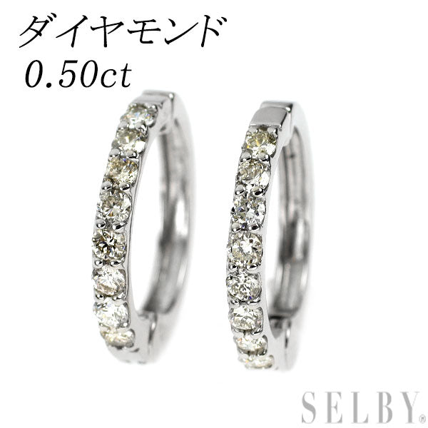 Pt950 ダイヤモンド フープ イヤリング 0.50ct