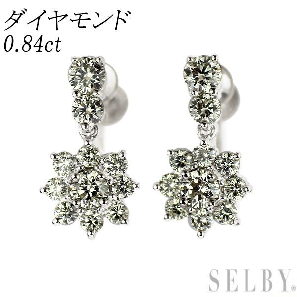 K18WG ダイヤモンド イヤリング 0.84ct フラワー