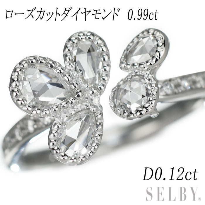 Pt900 ローズカットダイヤモンド リング 0.99ct D0.12ct