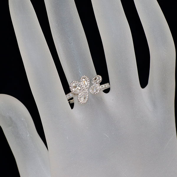 Pt900 ローズカットダイヤモンド リング 0.99ct D0.12ct
