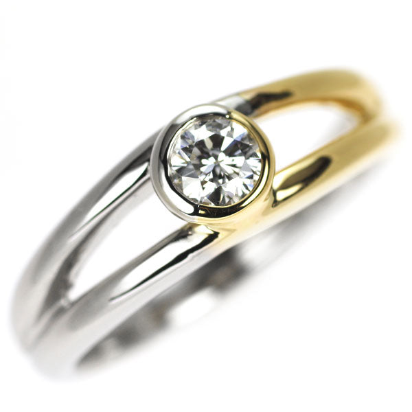 Pt900/ K18YG ダイヤモンド リング 0.301ct