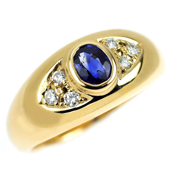 K18YG サファイア ダイヤモンド リング 0.45ct D0.12ct