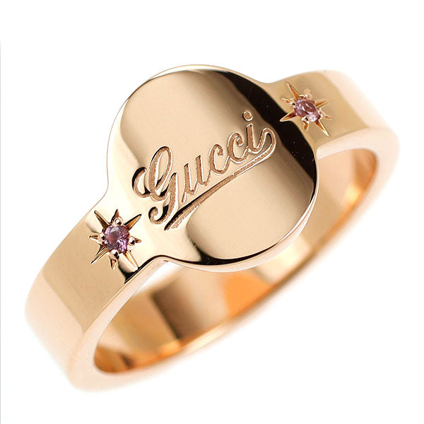 グッチ K18PG ピンクサファイア リング アイコンプリント 10号  