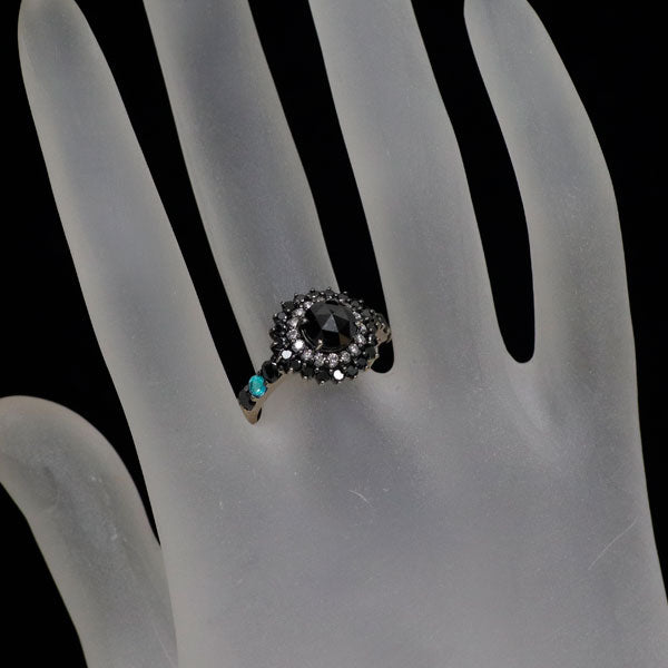 ブラックメッキ/ K18WG ブラック / カラーレス ダイヤモンド パライバトルマリン リング 2.00ct PT0.08ct D0.20ct