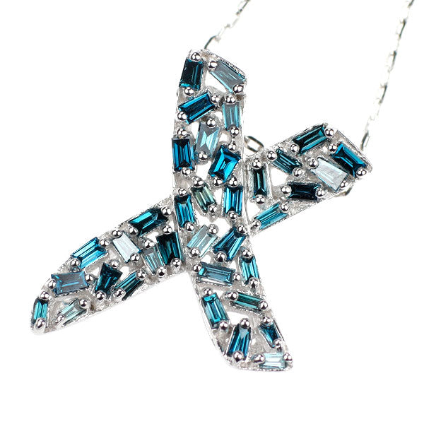 K18WG トリートブルーダイヤモンド ペンダントネックレス 0.30ct