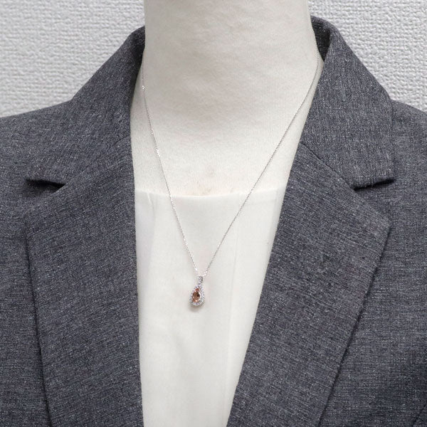 Pt900/ Pt850 インペリアル トパーズ ダイヤモンド ペンダントネックレス 0.75ct D0.15ct