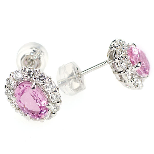 新品 Pt900 ブラジル産ピンクインペリアルトパーズ ダイヤモンド ピアス 1.85ct D0.67ct【エスコレ】