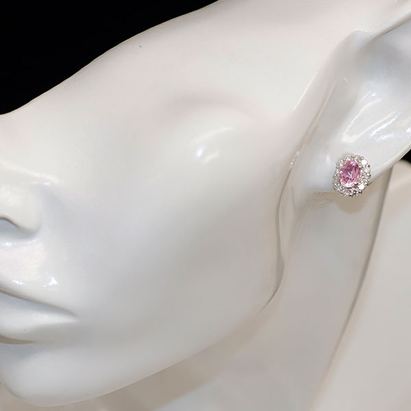 新品 Pt900 ブラジル産ピンクインペリアルトパーズ ダイヤモンド ピアス 1.85ct D0.67ct【エスコレ】