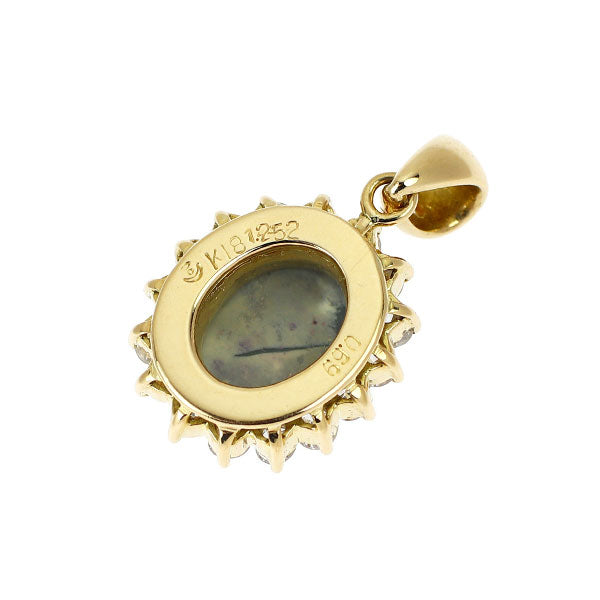 田崎真珠 K18YG ブラックオパール ダイヤモンド ペンダントトップ 1.252ct D0.69ct
