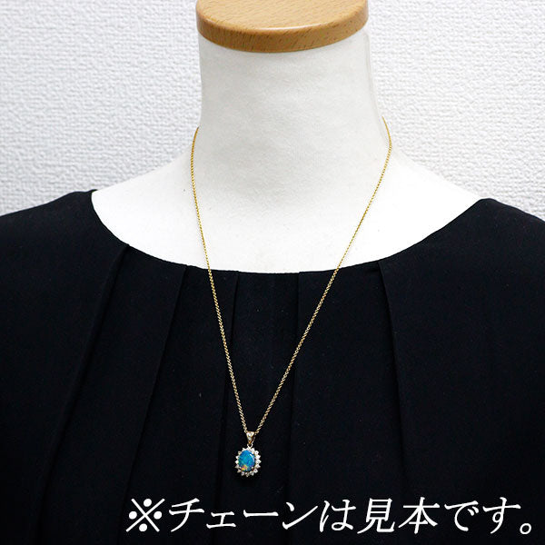 田崎真珠 K18YG ブラックオパール ダイヤモンド ペンダントトップ 1.252ct D0.69ct