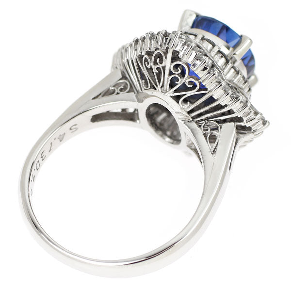 Pt900 スリランカ産非加熱サファイア ダイヤモンド リング 4.73ct D1.88ct