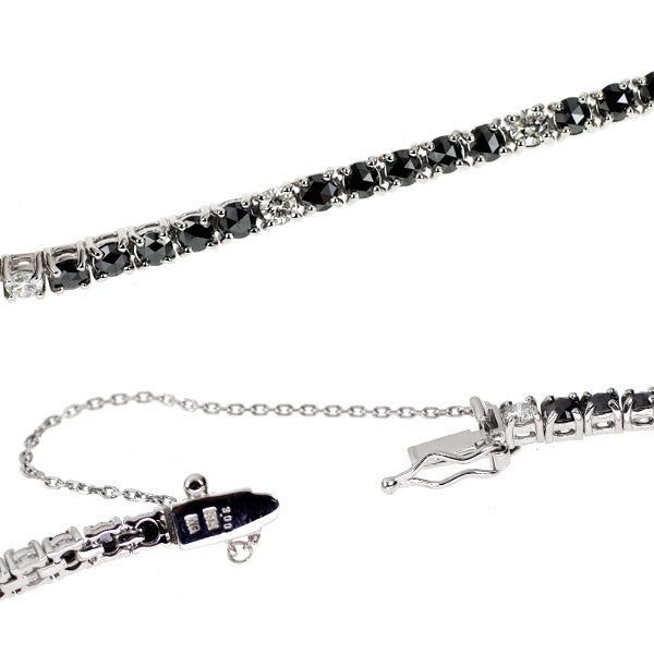 K18WG カラーレス/ブラック ダイヤモンド テニス ブレスレット 3.00ct