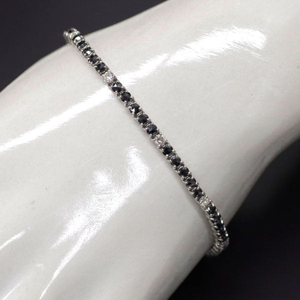 K18WG カラーレス/ブラック ダイヤモンド テニス ブレスレット 3.00ct