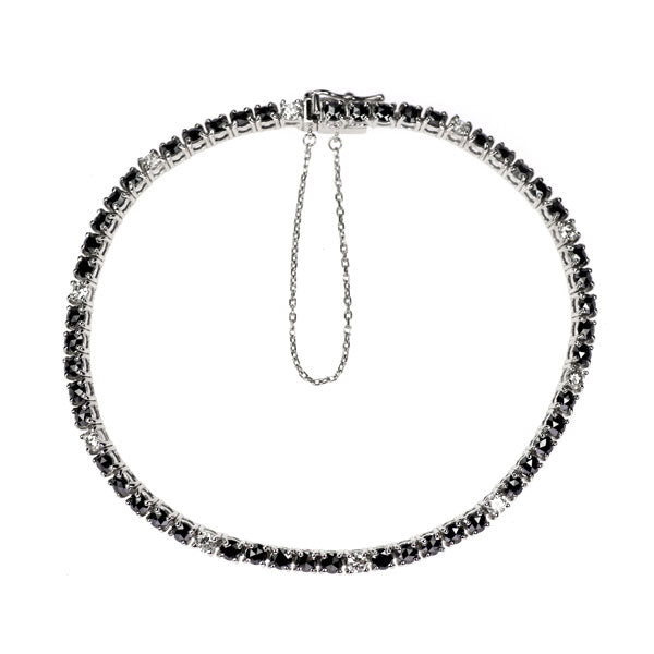 K18WG カラーレス/ブラック ダイヤモンド テニス ブレスレット 3.00ct