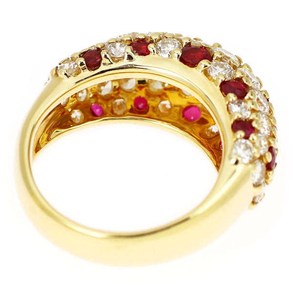 K18YG ルビー ダイヤモンド リング 2.11ct D2.30ct パヴェ