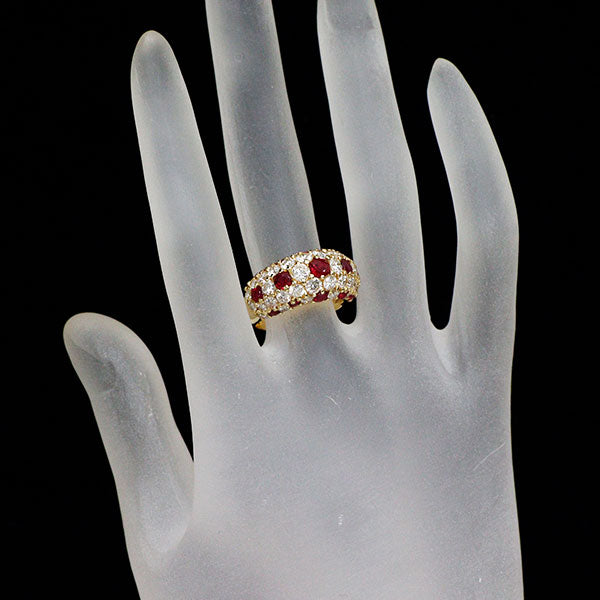 K18YG ルビー ダイヤモンド リング 2.11ct D2.30ct パヴェ