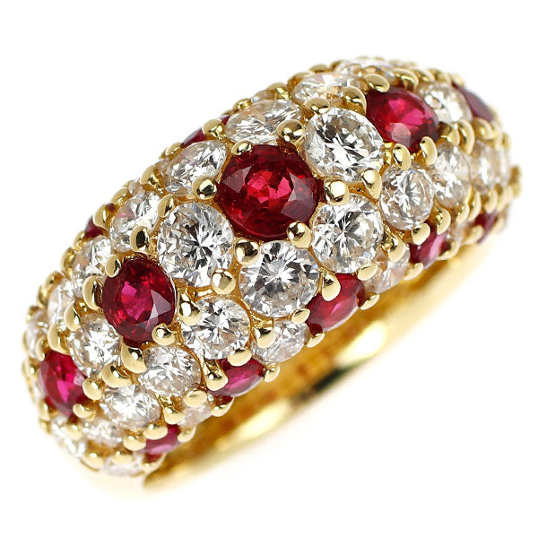 K18YG ルビー ダイヤモンド リング 2.11ct D2.30ct パヴェ