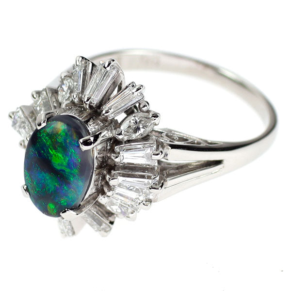Pt900 ブラックオパール ダイヤモンド リング 1.00ct D1.06ct