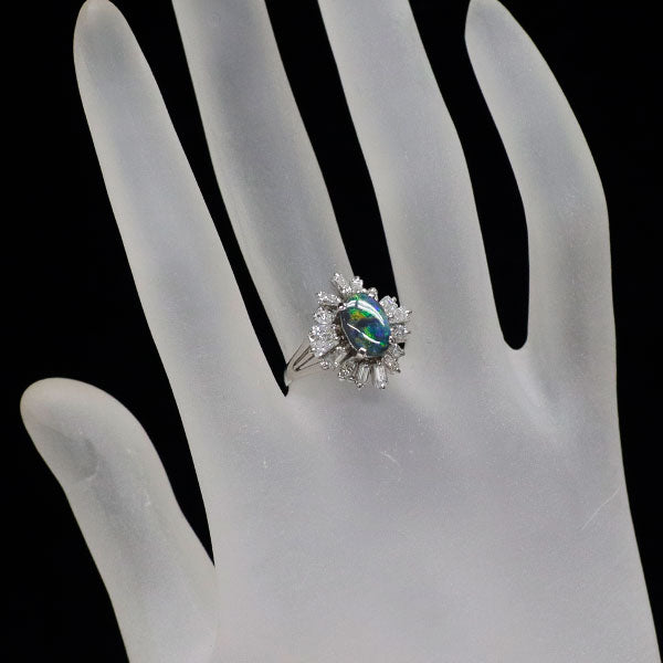 Pt900 ブラックオパール ダイヤモンド リング 1.00ct D1.06ct