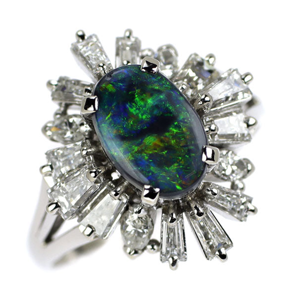 Pt900 ブラックオパール ダイヤモンド リング 1.00ct D1.06ct