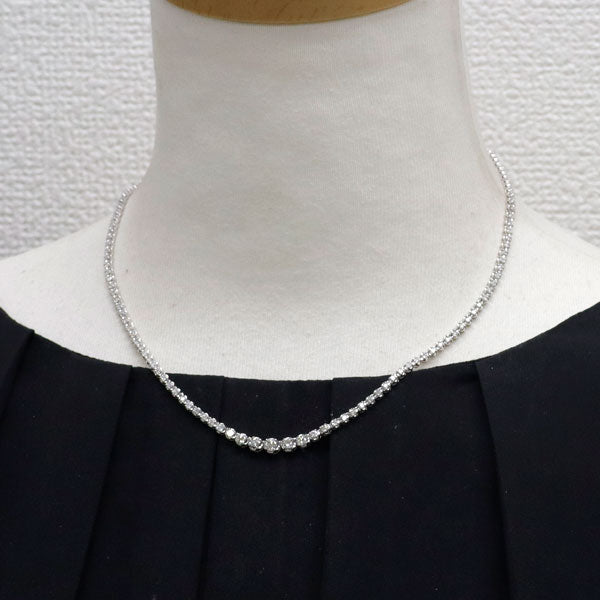 K18WG ダイヤモンド ネックレス 3.00ct テニス