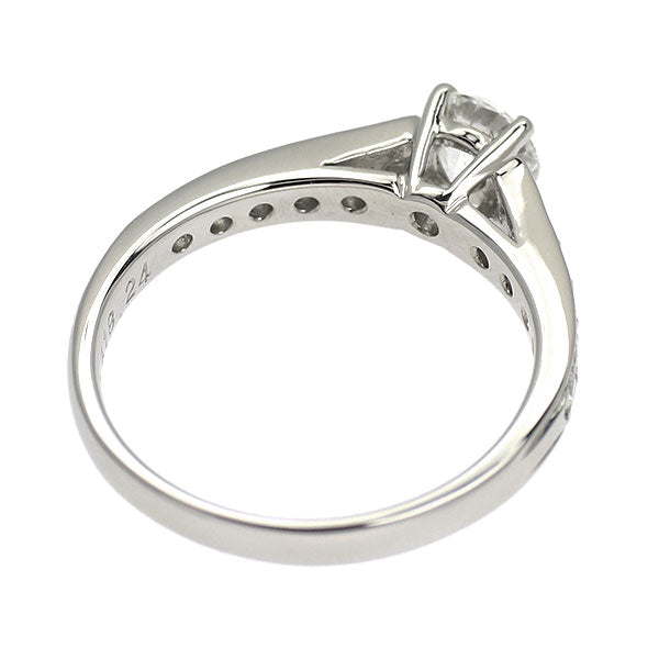 Pt900 ダイヤモンド リング 0.418ct F SI1 3EX D0.24ct
