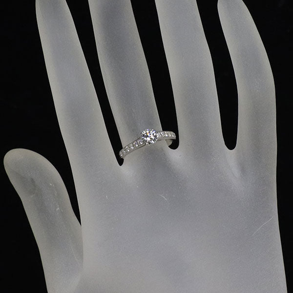 Pt900 ダイヤモンド リング 0.418ct F SI1 3EX D0.24ct
