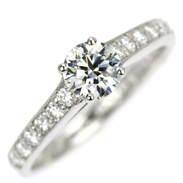 Pt900 ダイヤモンド リング 0.418ct F SI1 3EX D0.24ct