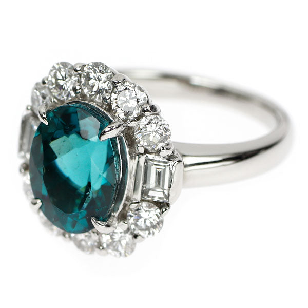 Pt900 オーバル トルマリン ダイヤモンド リング 2.897ct D1.20ct