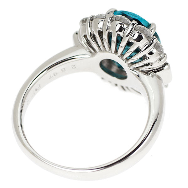 Pt900 オーバル トルマリン ダイヤモンド リング 2.897ct D1.20ct