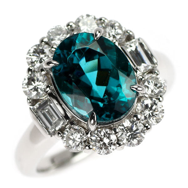 Pt900 オーバル トルマリン ダイヤモンド リング 2.897ct D1.20ct