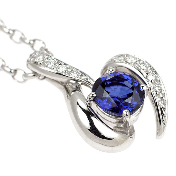 Pt900/ Pt850 サファイア ダイヤモンド ペンダントネックレス 1.85ct D0.13ct