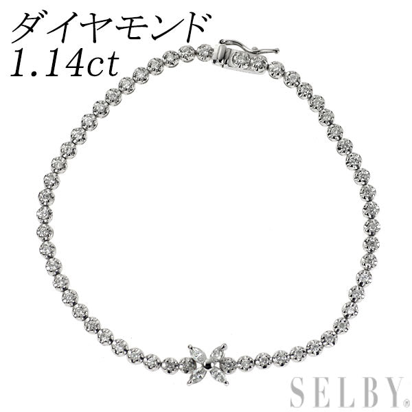 Pt850 ダイヤモンド ブレスレット 1.14ct フラワー