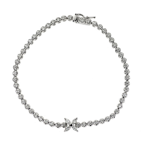 Pt850 ダイヤモンド ブレスレット 1.14ct フラワー