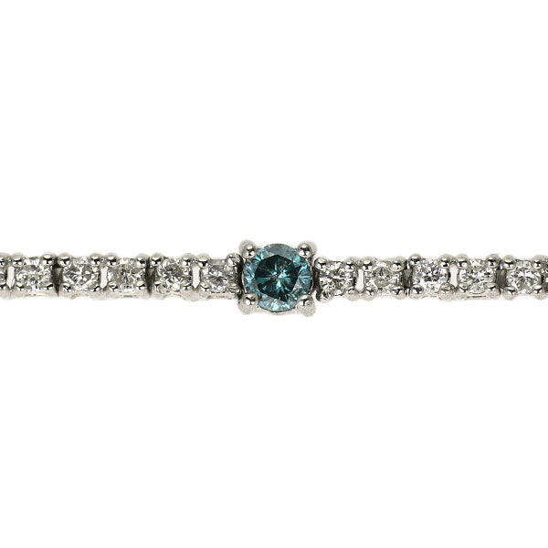 K18WG カラーレス/トリートブルー ダイヤモンド テニス ブレスレット 1.20ct