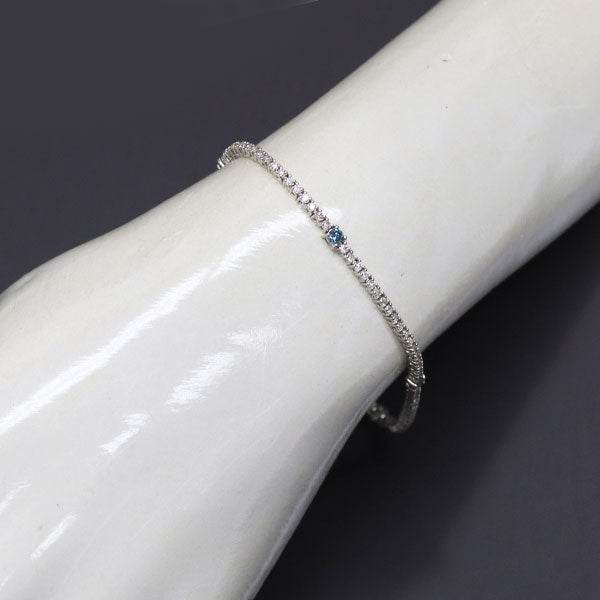 K18WG カラーレス/トリートブルー ダイヤモンド テニス ブレスレット 1.20ct