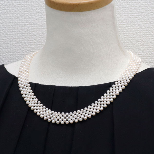 Pt900/ K14PG アコヤベビー 真珠 ネックレス 径約3.5-3.9mm