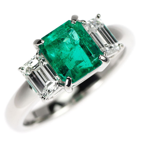 Pt900 エメラルド ダイヤモンド リング 1.53ct D0.96ct