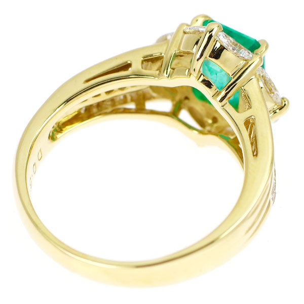 K18YG エメラルド ダイヤモンド リング 1.16ct D0.85ct